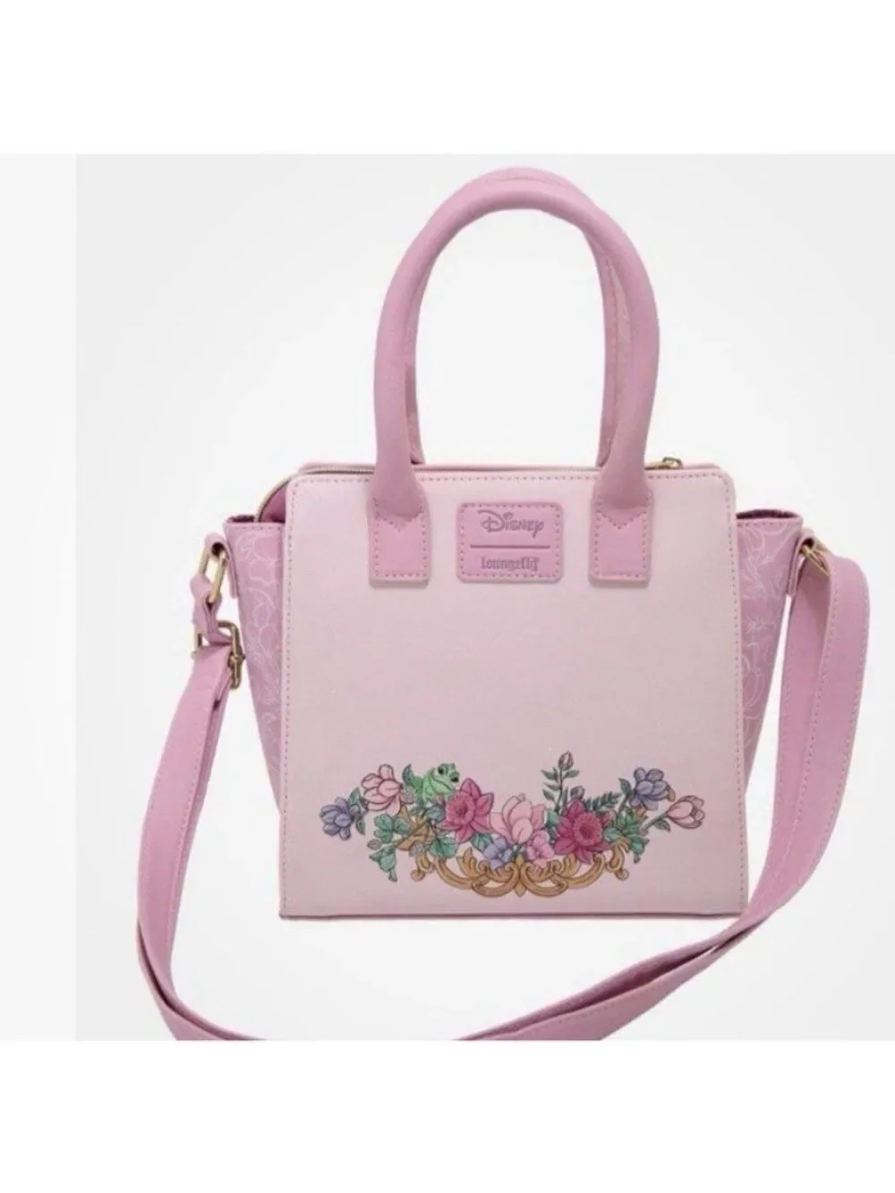 Loungefly Disney Tangled Rapunzel Pascal Frog Floral Mini Satchel Bag NWT